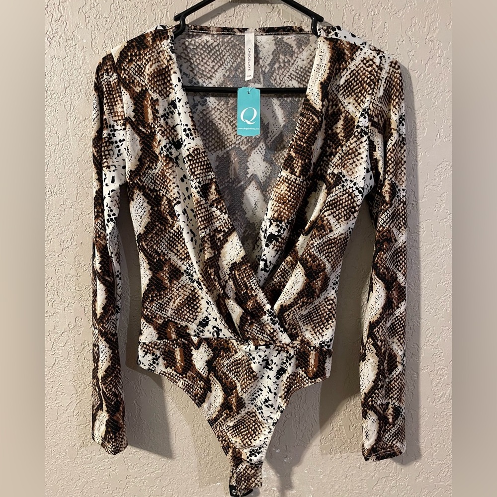 Chocolate Medium Snake print body suit